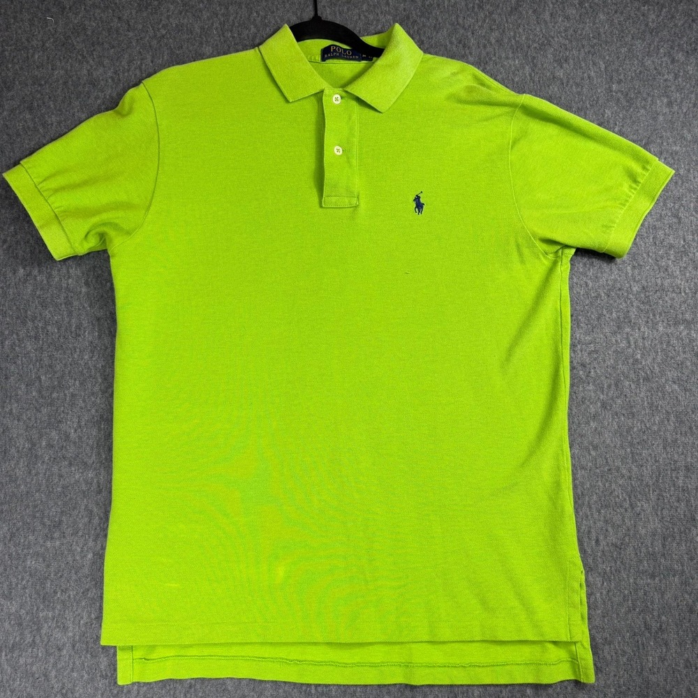 Polo Ralph Lauren Polo Shirt Mens M Lime Green Short Sleeve Pique Pony Logo
